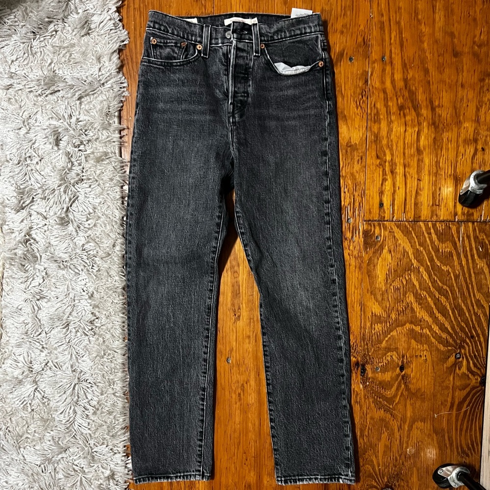Levi’s Wedgie Straight Jeans Dark Gray High Rise Size 25